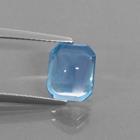 Topázio azul natural 3,46ct, corte esmeralda, transparente