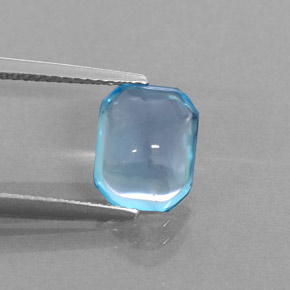 Topázio azul natural 3,43ct, corte esmeralda, transparente