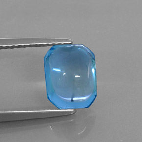 Topázio azul natural 3,19ct, corte esmeralda, transparente