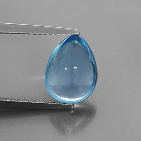 Topázio azul natural 3,29ct, formato de pêra, transparente