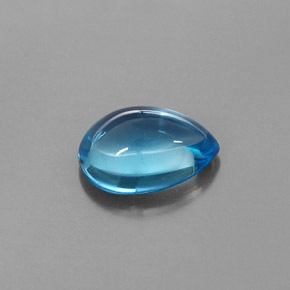 Topázio azul natural 3,29ct, formato de pêra, transparente