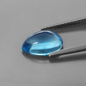 Topázio azul natural 3,29ct, formato de pêra, transparente