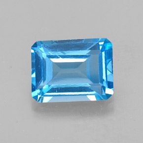 Topázio azul natural 2,18ct, corte esmeralda, VS