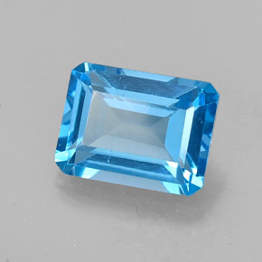 Topázio azul natural 2,18ct, corte esmeralda, VS