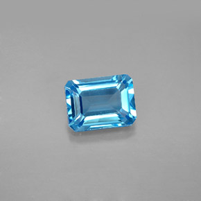 Topázio azul natural 1,99ct, corte esmeralda, VS