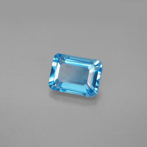 Topázio azul natural 1,99ct, corte esmeralda, VS