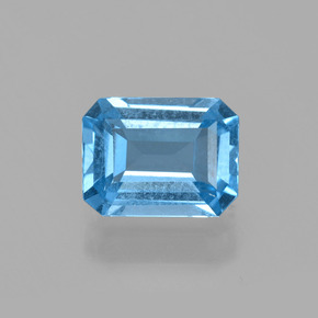 Topázio azul natural 1,56ct, corte esmeralda, VS