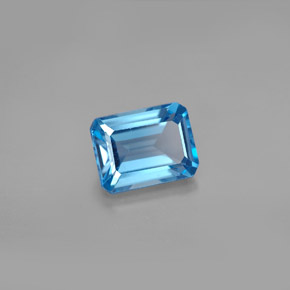 Topázio azul natural 2,06ct, corte esmeralda, VS