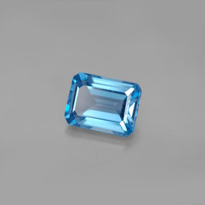 Topázio azul natural 2,06ct, corte esmeralda, VS