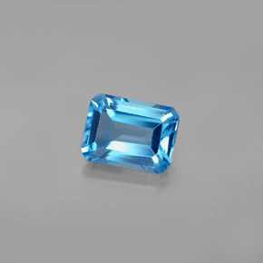 Topázio azul natural 2,07ct, corte esmeralda, VS