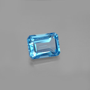 Topázio azul natural 2,07ct, corte esmeralda, VS