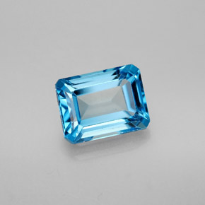 Topázio azul natural 2,18ct, corte esmeralda, VS
