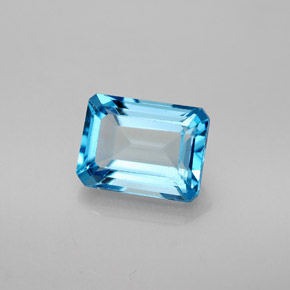 Topázio azul natural 2,18ct, corte esmeralda, VS
