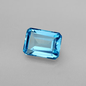 Topázio azul natural 2,25ct, corte esmeralda, VS