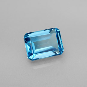 Topázio azul natural 2,25ct, corte esmeralda, VS