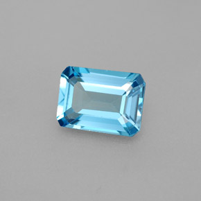 Topázio azul natural 1,73ct, corte esmeralda, VS