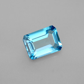 Topázio azul natural 1,73ct, corte esmeralda, VS