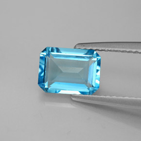 Topázio azul natural 2,05ct, corte esmeralda, VS