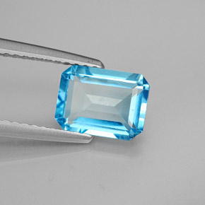 Topázio azul natural 2,05ct, corte esmeralda, VS