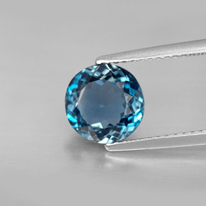 Topázio azul natural 2,53ct, corte redondo, VVS-VS