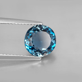 Topázio azul natural 2,53ct, corte redondo, VVS-VS