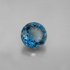 Topázio azul natural 2,55ct, corte redondo, VS-SI
