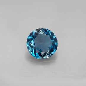 Topázio azul natural 2,22ct, corte redondo, VVS-VS