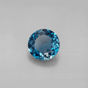 Topázio azul natural 2,22ct, corte redondo, VVS-VS