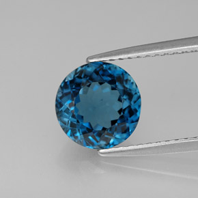 Topázio azul natural 2,46ct, corte redondo, VVS-VS