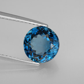 Topázio azul natural 2,46ct, corte redondo, VVS-VS