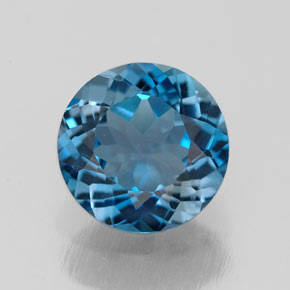 Topázio azul natural 2,09ct, corte redondo, VS