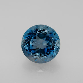 Topázio azul natural 2,66ct, corte redondo, VVS-VS