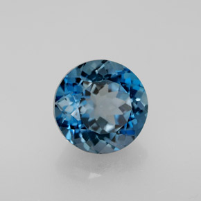 Topázio azul natural 2,66ct, corte redondo, VVS-VS