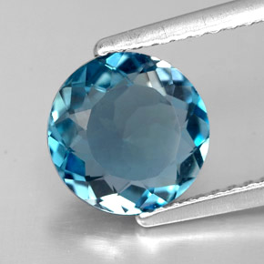 Topázio azul natural 1,95ct, corte redondo, VVS-VS