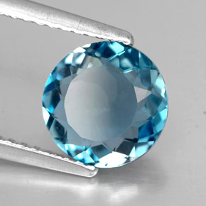 Topázio azul natural 1,95ct, corte redondo, VVS-VS