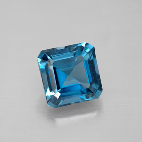 Topázio azul natural 3,26ct, corte esmeralda, VS