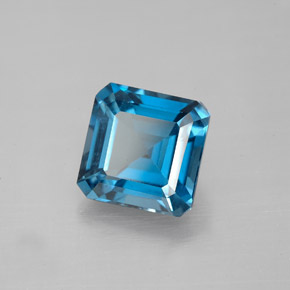 Topázio azul natural 3,26ct, corte esmeralda, VS