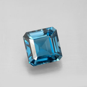 Topázio azul natural 3,24ct, corte esmeralda, VVS-VS