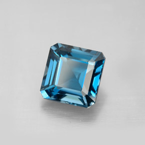 Topázio azul natural 3,24ct, corte esmeralda, VVS-VS
