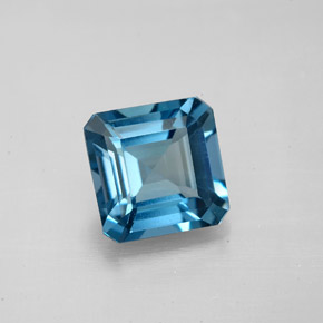 Topázio azul natural 2,83ct, corte esmeralda, VVS-VS