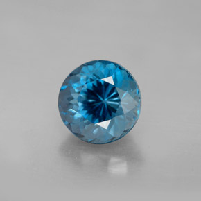 Topázio azul natural 2,56ct, corte redondo, VVS-VS