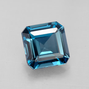 Topázio azul natural 2,06ct, corte esmeralda, VVS-VS