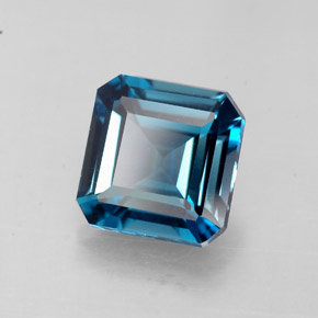 Topázio azul natural 2,06ct, corte esmeralda, VVS-VS