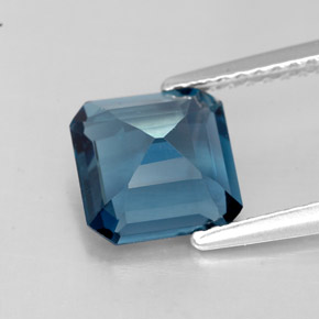 Topázio azul natural 2,06ct, corte esmeralda, VVS-VS