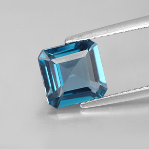 Topázio azul natural 2,40ct, corte esmeralda, VVS-VS