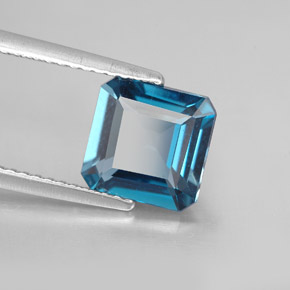 Topázio azul natural 2,40ct, corte esmeralda, VVS-VS