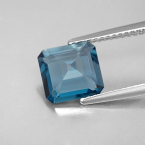 Topázio azul natural 2,40ct, corte esmeralda, VVS-VS