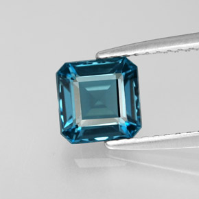 Topázio azul natural 1,66ct, corte esmeralda, VVS-VS