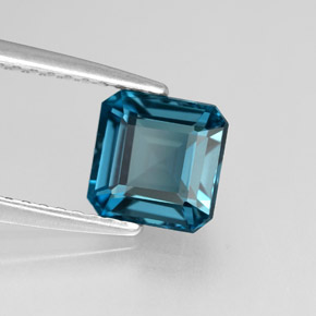 Topázio azul natural 1,66ct, corte esmeralda, VVS-VS