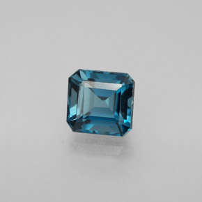 Topázio azul natural 2,14ct, corte esmeralda, VVS-VS